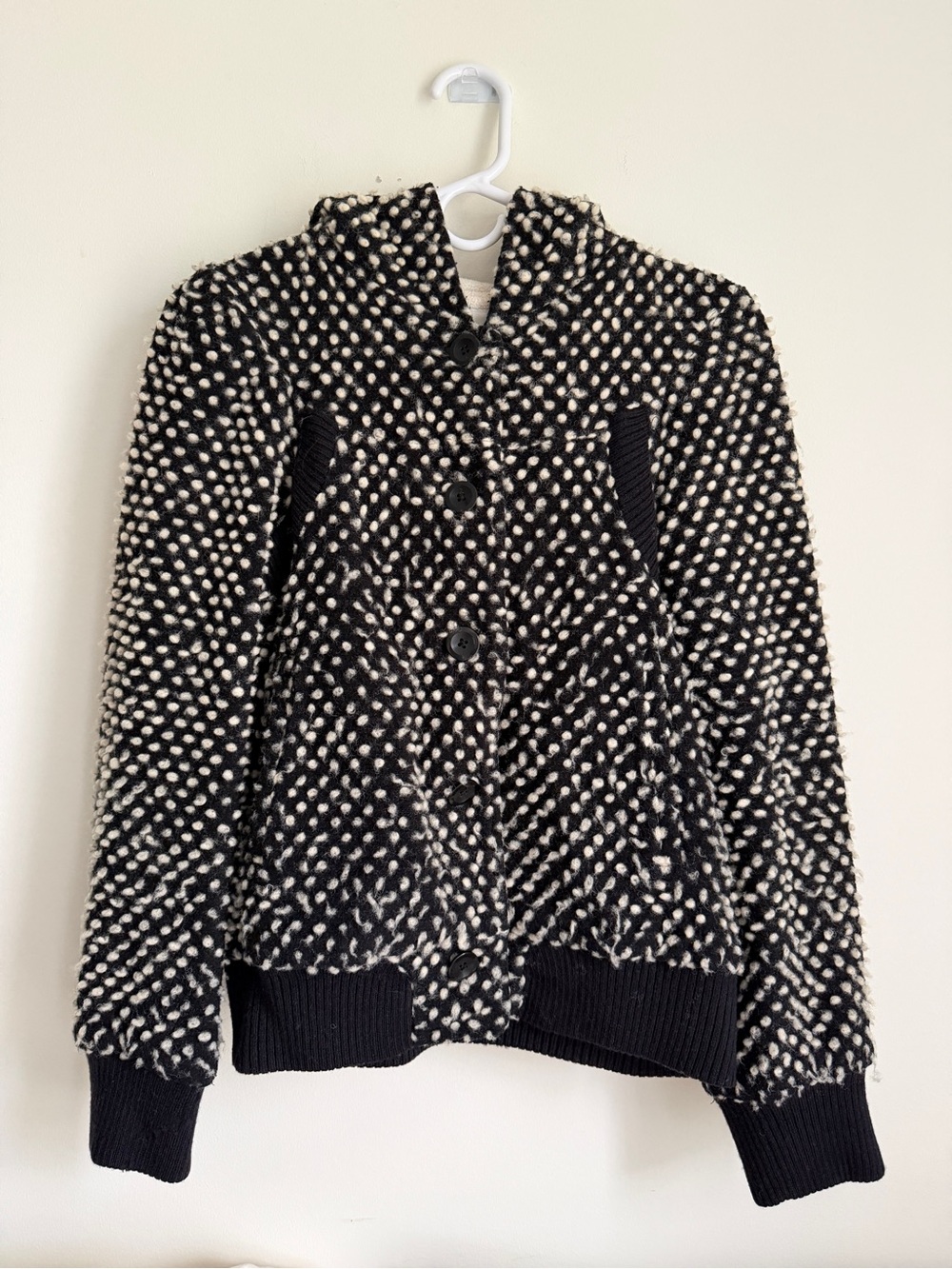 RARE tsumori Chisato polka dot black and white jacket with hood